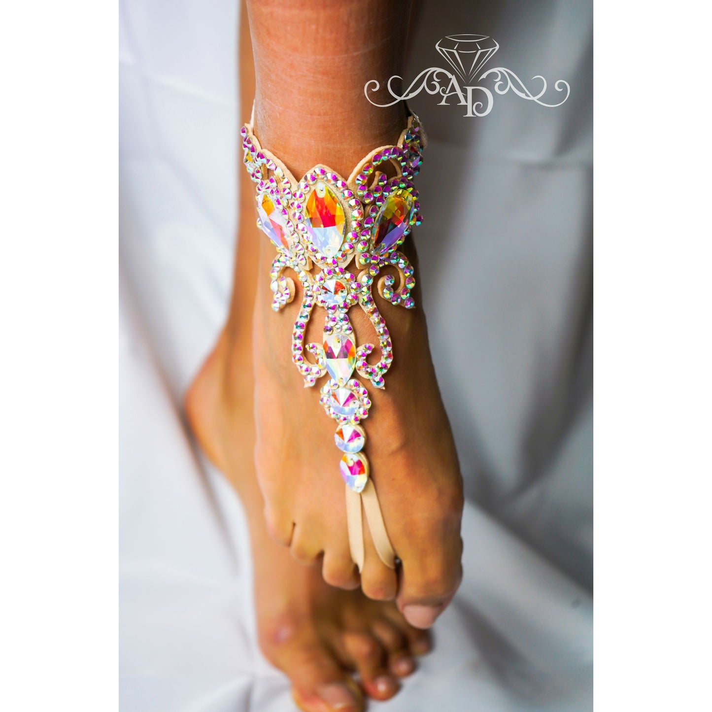 Rhinestone Toe Anklet Bracelet - Leila