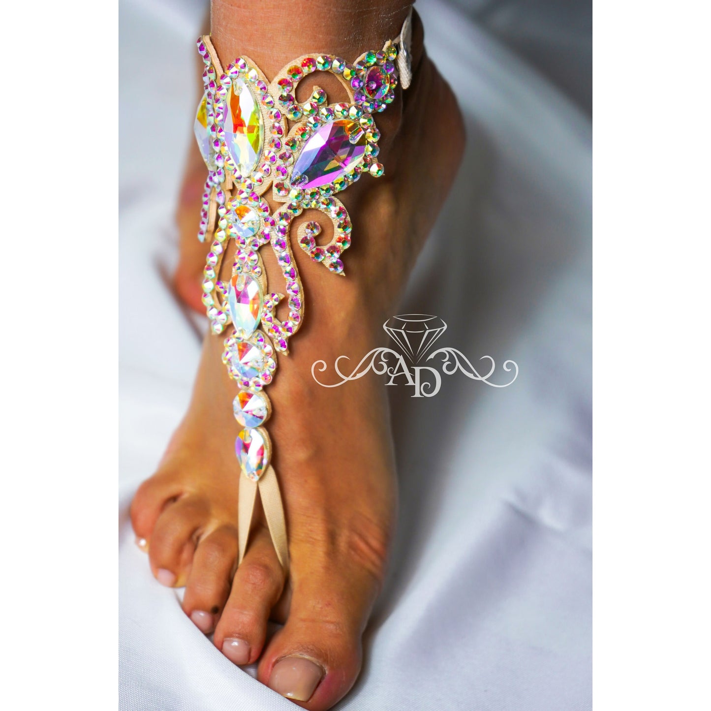 Rhinestone Toe Anklet Bracelet - Leila
