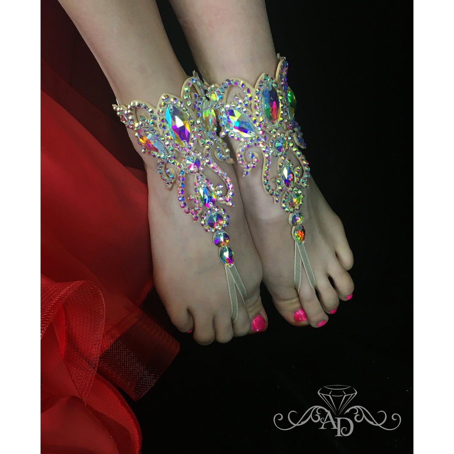 Rhinestone Toe Anklet Bracelet - Leila