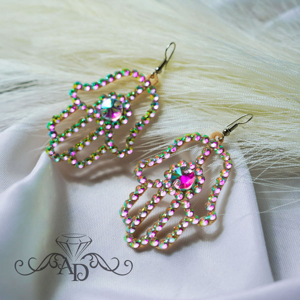 Rhinestone Fatima Hand Earrings