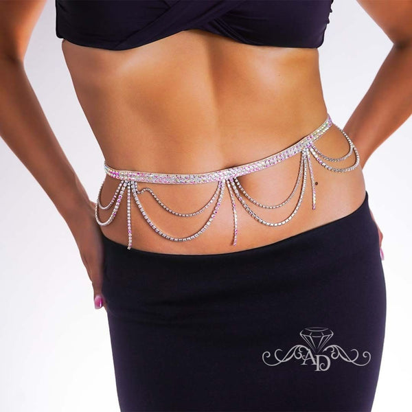 Crystal Waist Belt with Rhinestone Chain