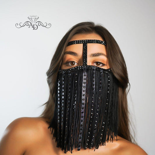 Jewelry Face Mask – Fringe Black