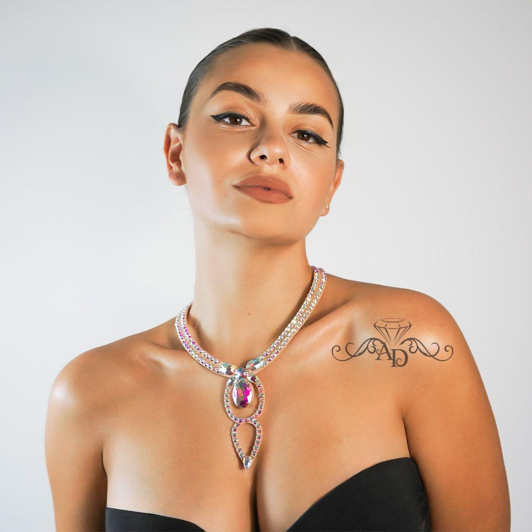 High-Shine Rhinestone Necklace - Nora