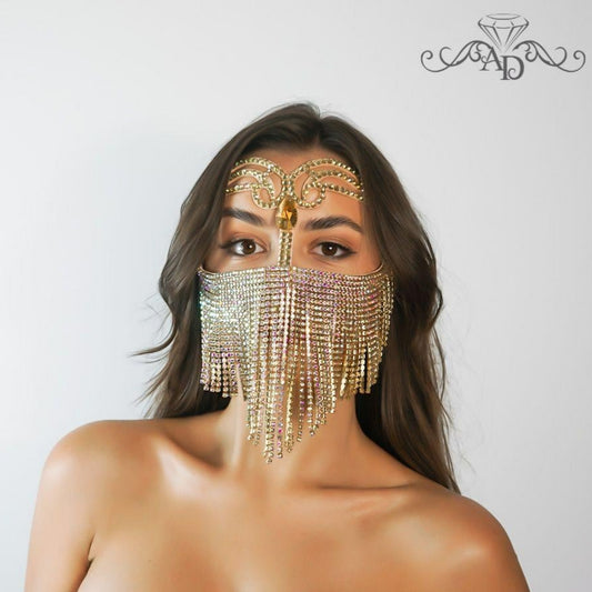 Burka Style Rhinestone Mask – Sherry Golden