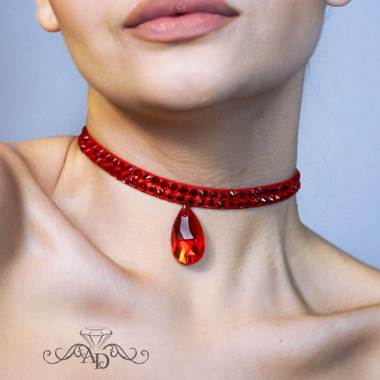 Red Rhinestone Choker