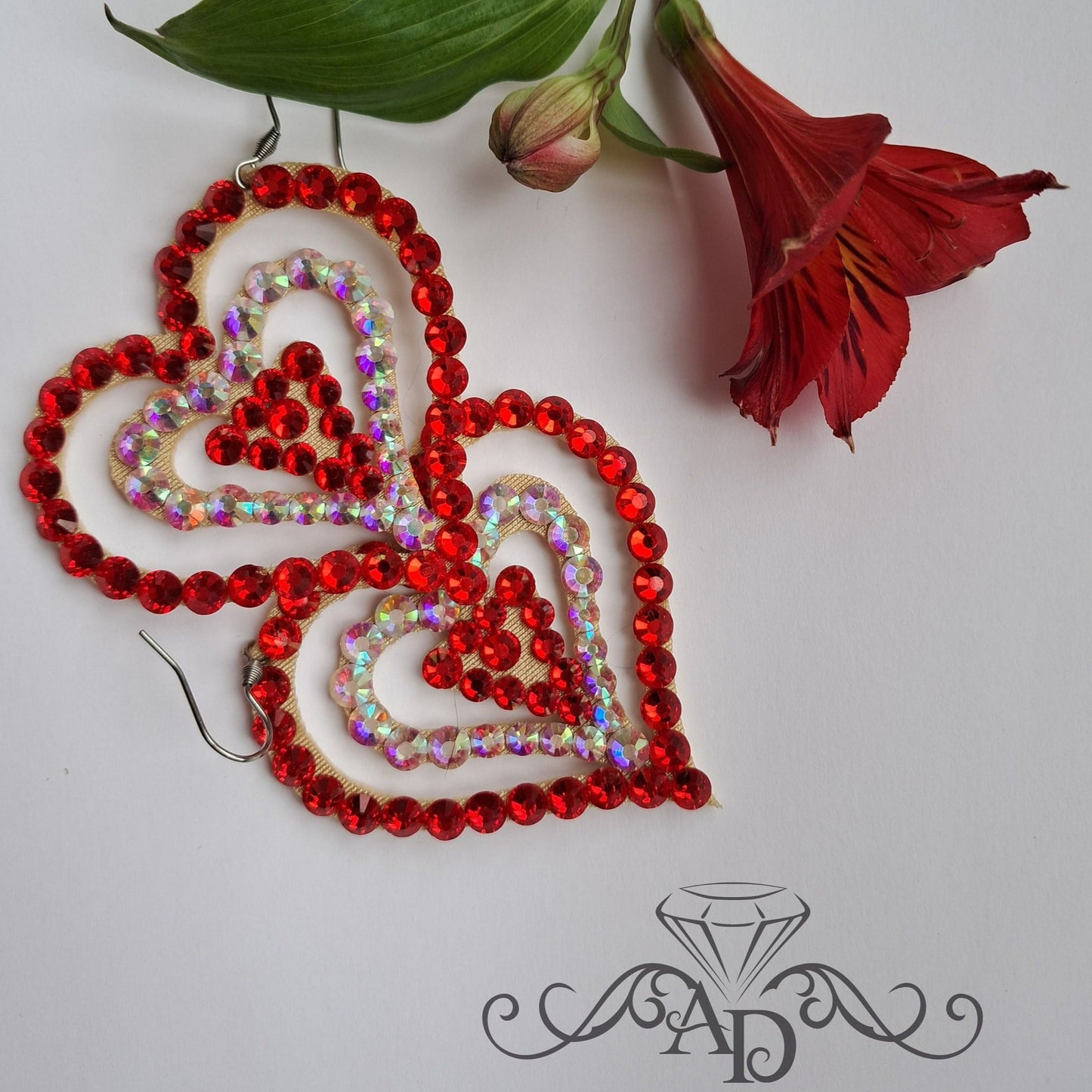 Crystal Accent Earrings for Performers - Elegant hearts