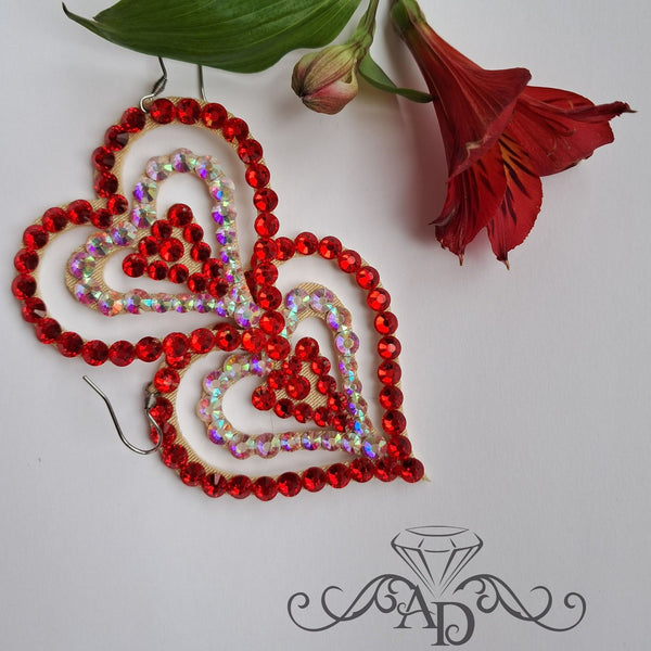 Crystal Accent Earrings for Performers - Elegant hearts