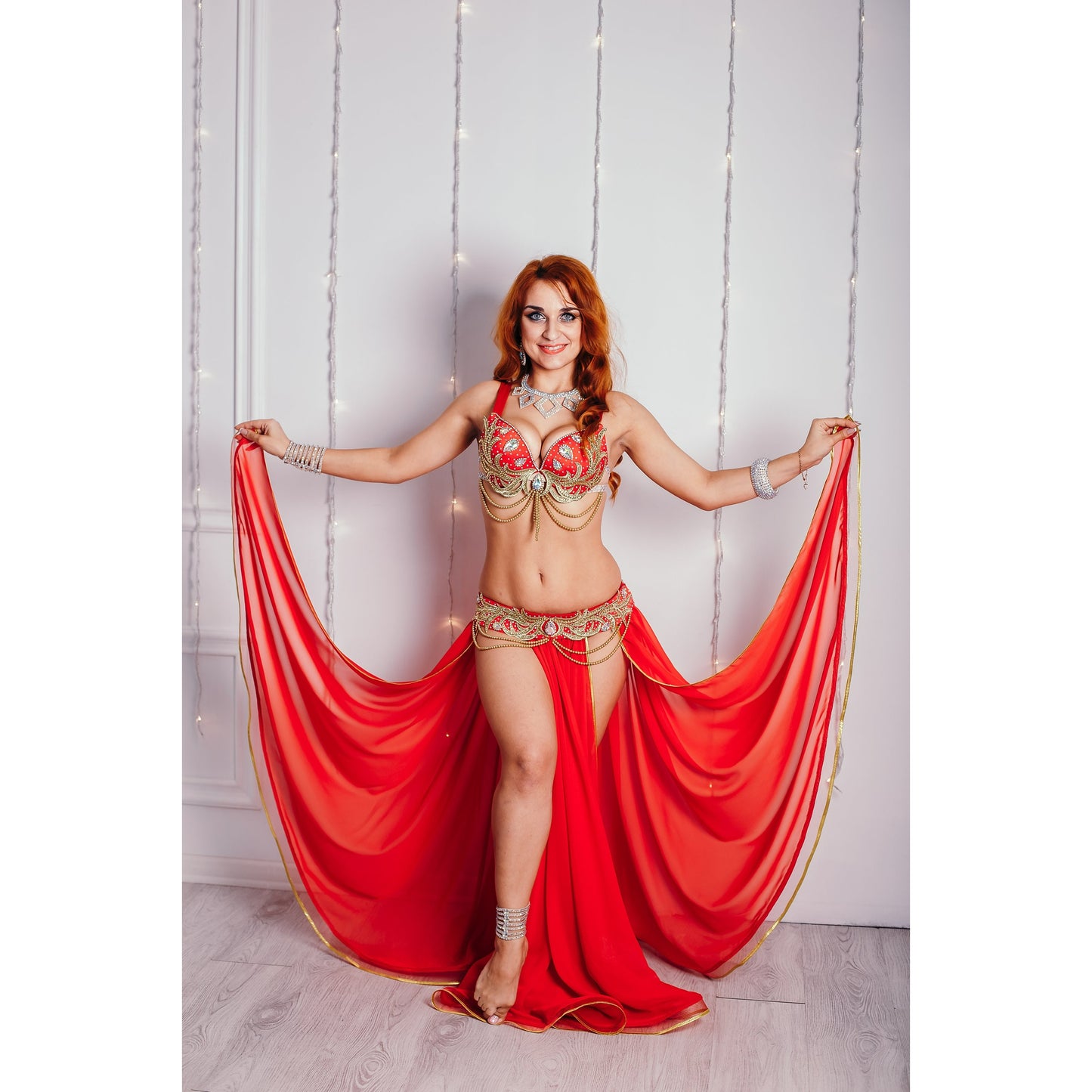 Custom Red & Gold Belly Dance Costume – Royal Passion