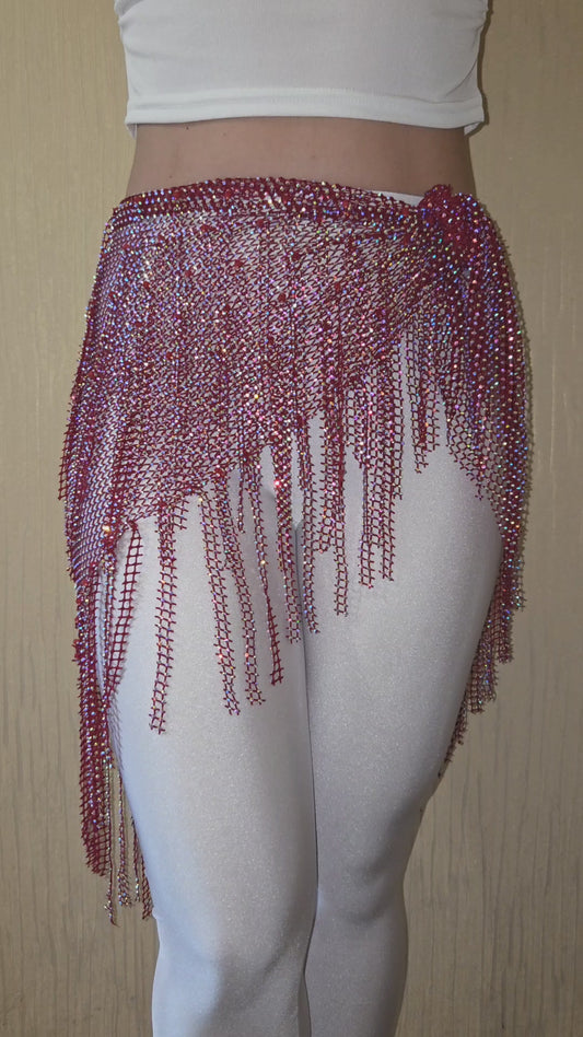 Long Rhinestone Hip Scarf