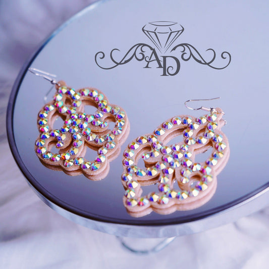 Radiant Rhinestone Earrings - Rose