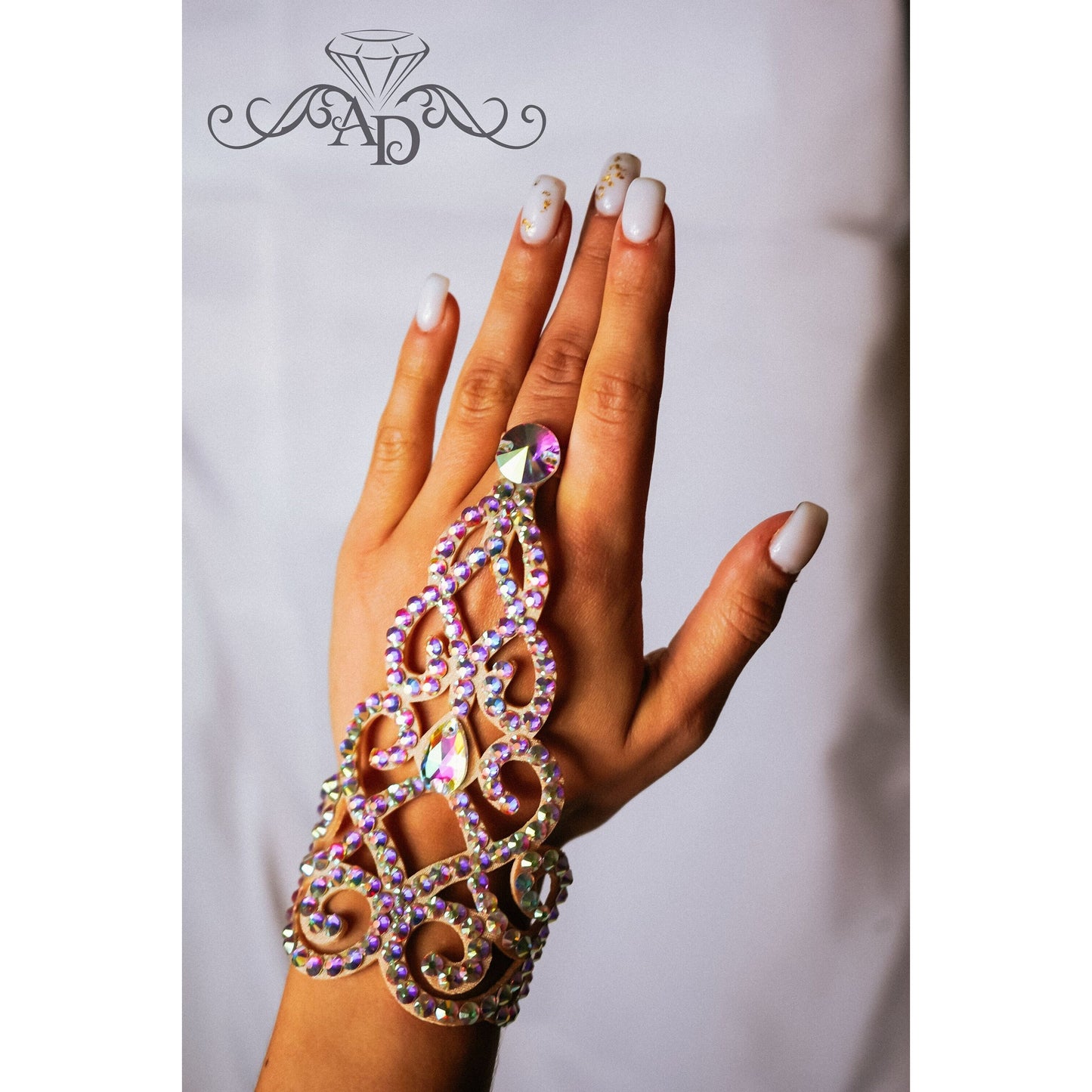 Crystal Wrist to Finger Bracelet - Emma