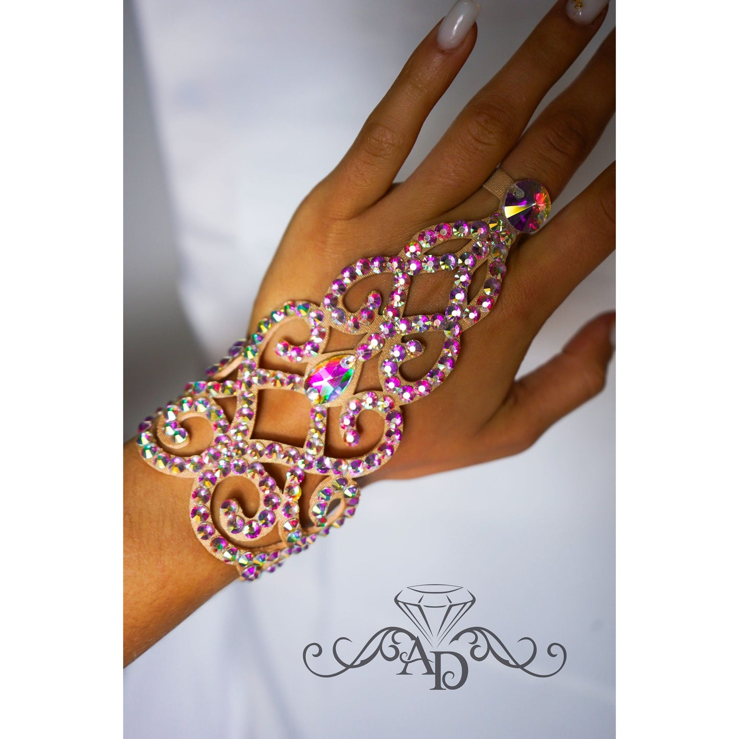 Crystal Wrist to Finger Bracelet - Emma