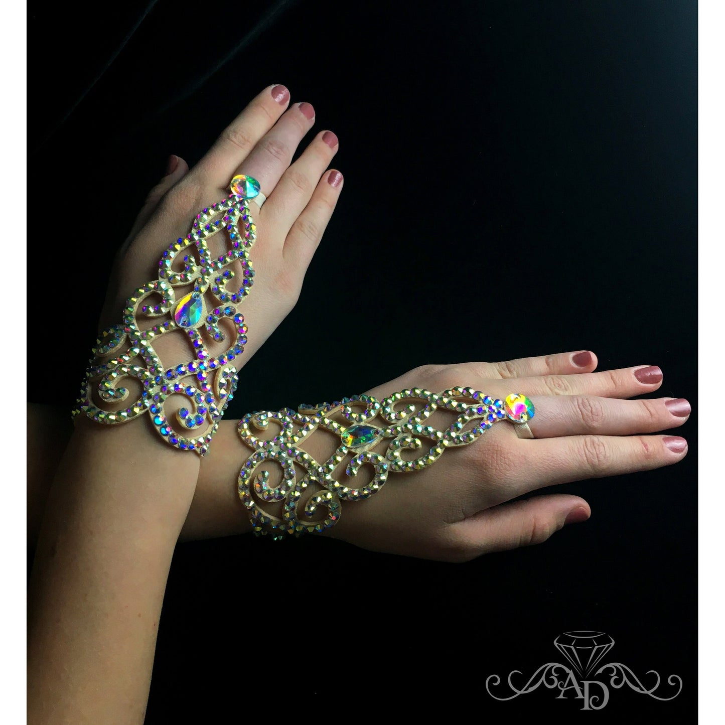 Crystal Wrist to Finger Bracelet - Emma