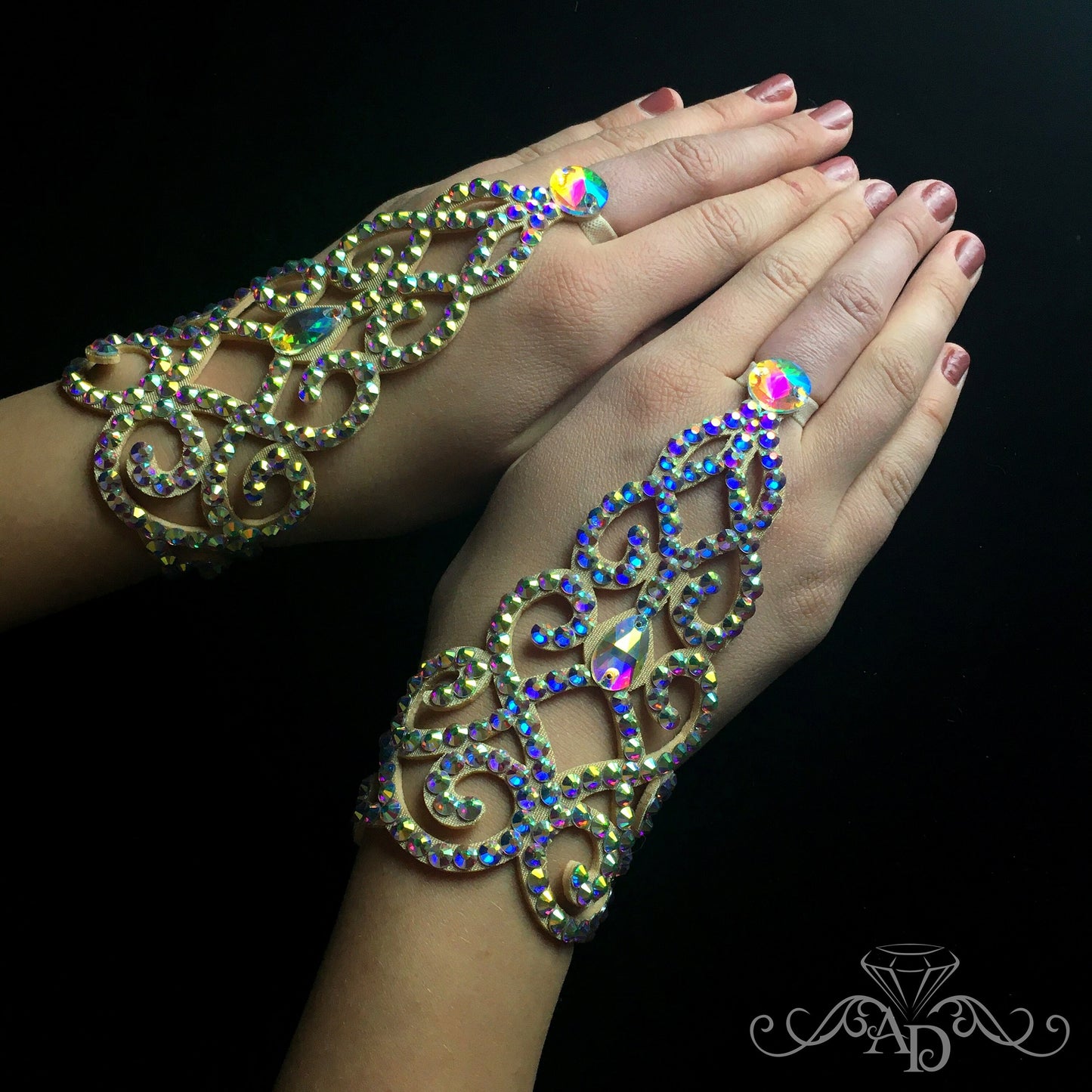 Crystal Wrist to Finger Bracelet - Emma