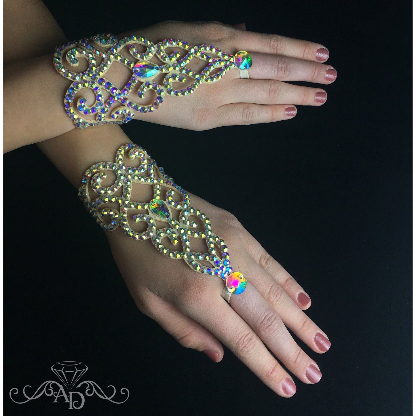 Crystal Wrist to Finger Bracelet - Emma